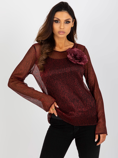 Hurt Czerwono-czarna błyszcząca bluzka wizytowa z topem