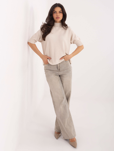 Beżowy damski sweter z domieszką wełny