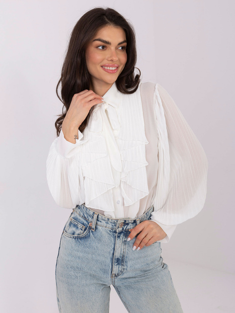Biała przezroczysta koszula z plisowaniem