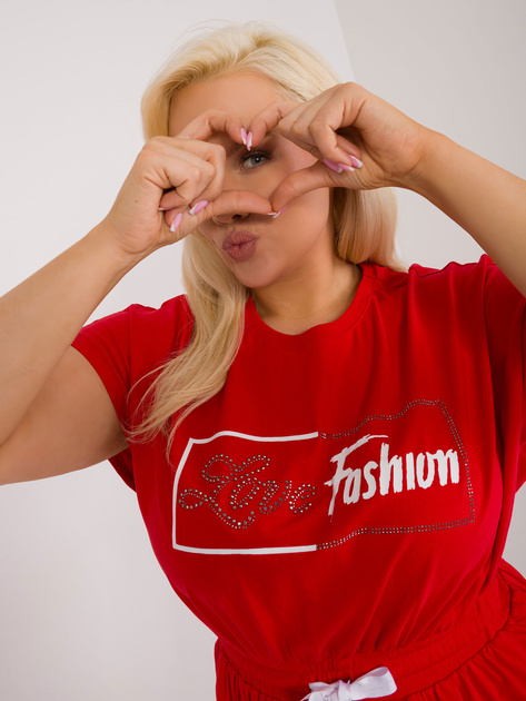 Hurt Czerwona sukienka plus size z gumką w pasie