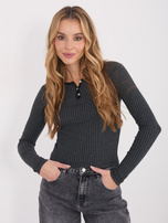 Grafitowa dopasowana bluzka w prążek 