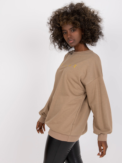 Ciemnobeżowo-złota dresowa bluza bez kaptura oversize Damiette