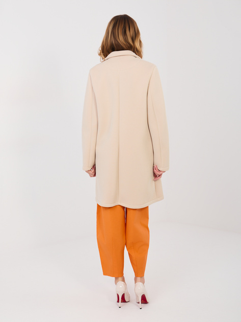 Beżowy damski płaszcz z piankowego materiału RUE PARIS