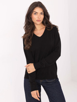 Czarny damski sweter basic z wiskozą