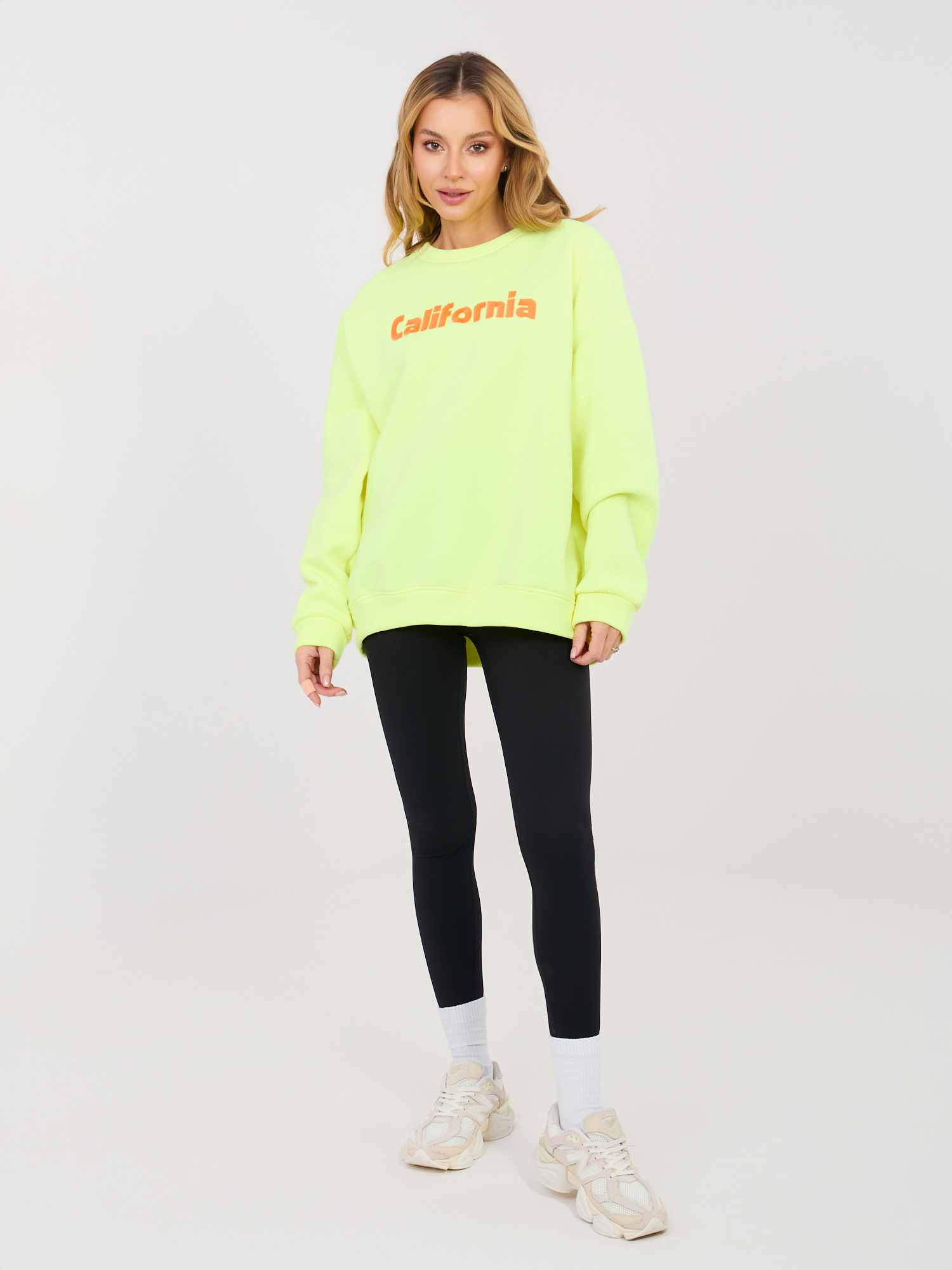 Fluo žlutá dámská oversized mikina s zateplením.