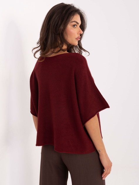 Bordowy damski sweter oversize z wiskozą