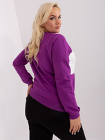 Hurt Fioletowo-ecru damska bluzka plus size z naszywką