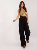 Hurtownia Czarne materiałowe spodnie palazzo z wiązaniem