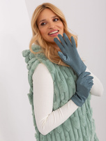 Hurt Ciemnomiętowe gładkie rękawiczki zimowe 