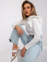 Biała bluzka welurowa z falbanami Eugenie