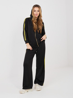 Czarny damski komplet z rozpinaną bluzą RUE PARIS 