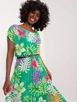 Hurt Zielona midi sukienka w tropikalny wzór 