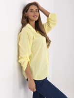 Żółto-biała koszula damska z długim rękawem