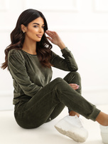 Jasny khaki komplet welurowy Clarisa RUE PARIS