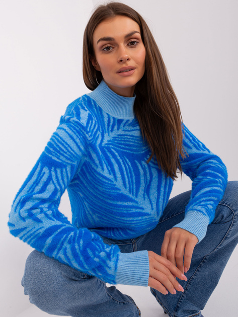 Hurt Niebieski damski sweter z golfem z wiskozą