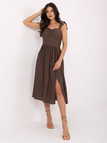 Ciemnobrązowa rozkloszowana sukienka na lato