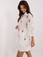 Hurt Biało-żółty dwuczęściowy ażurowy komplet damski z haftem