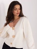 Jasnobeżowy rozpinany sweter z dekoltem V