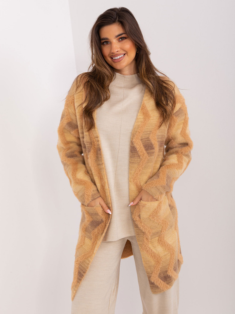 Hurtownia Beżowy kardigan z dzianiny