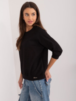 Hurtownia Czarna damska bluzka z okrągłym dekoltem