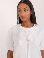 Hurt Ecru bluzka wizytowa z kwiatową aplikacją