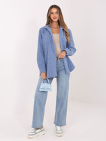 Niebieska koszulowa kurtka z dzianiny boucle RUE PARIS