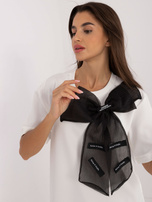 Hurt Ecru-czarna bluzka wizytowa z krótkim rękawem