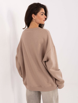 Ciemnobeżowa ocieplana bluza z napisem 