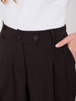 Czekoladowe szerokie spodnie z materiału RUE PARIS 