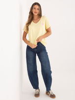 Miętowa damska bluzka oversize z krótkim rękawem