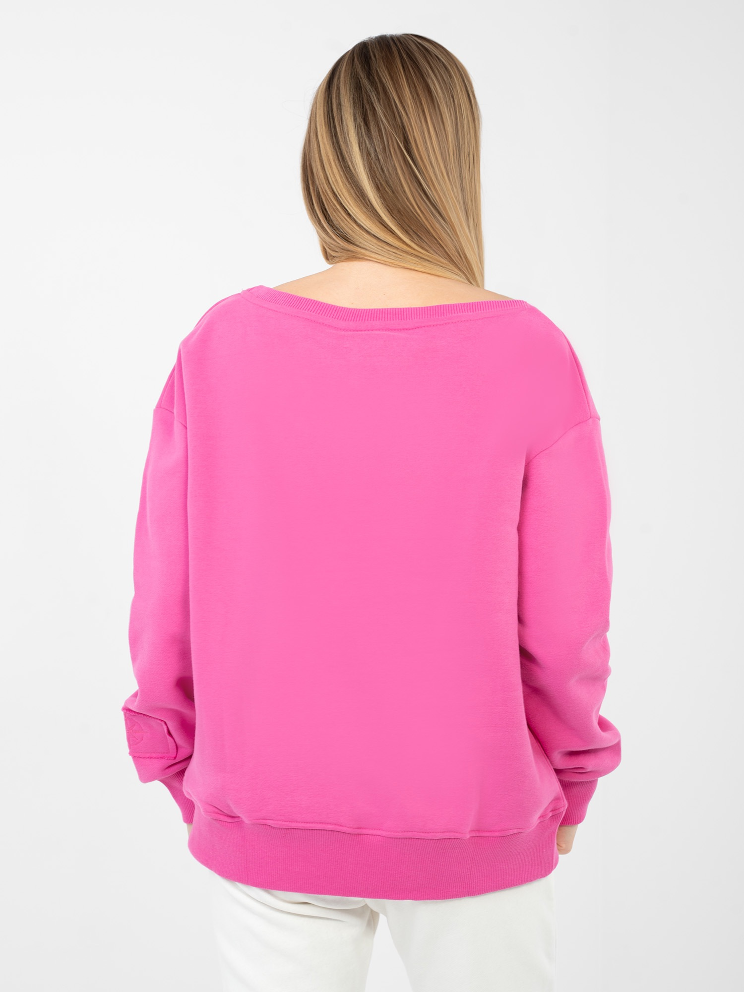 Tmavě růžová mikina s lodičkovým výstřihem NATURAL SIDE.