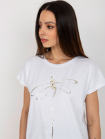 Hurtownia Biała bluzka damska z nadrukiem RUE PARIS