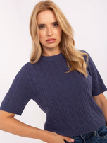 Dunkelblauer klassischer Pullover mit Viskose.