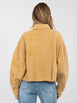Camelowa jeansowa kurtka z kieszenią RUE PARIS 