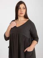 Hurt Khaki dresowa sukienka plus size basic z kieszeniami