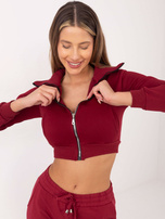 Burgundy short zip-up sweatshirt Ann RUE PARIS.