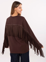 Chocolate oversized sweatshirt without a hood.