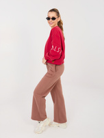 Brązowe spodnie ze ściągaczami na dole NATURAL SIDE