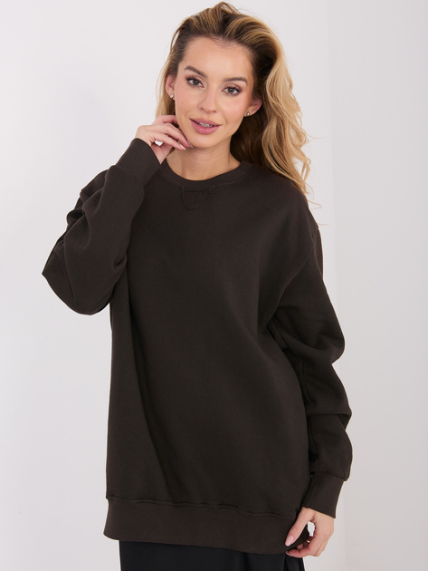 Czekoladowa dresowa bluza basic z ociepleniem