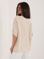 Beżowa letnia bluzka z zapięciem na guziki