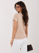 Beżowa damska bluzka basic z bawełny RUE PARIS 