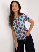 Hurt Jasnoniebieska bluzka wizytowa z wycięciem