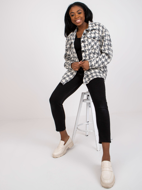 Ecru-szara ciepła koszula wierzchnia z wełną