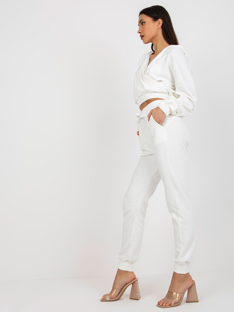 Hurt Ecru damski dresowy komplet basic z krótką bluzą