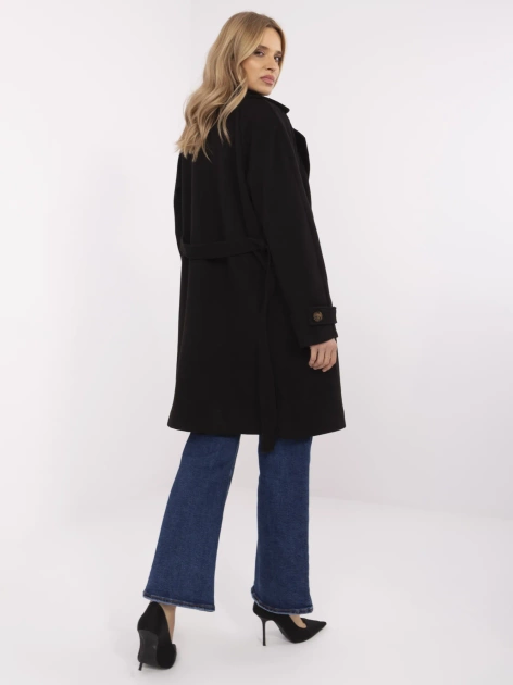 Czarny dwurzędowy płaszcz w paski OCH BELLA