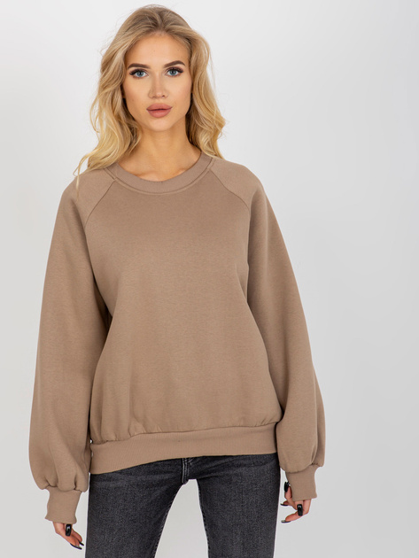 Hurt Ciemnobeżowa dresowa bluza basic z okrągłym dekoltem