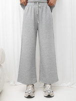 Gray insulated basic set with wide leg pants.