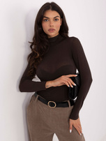 Brązowa dopasowana bluzka z wiskozą 
