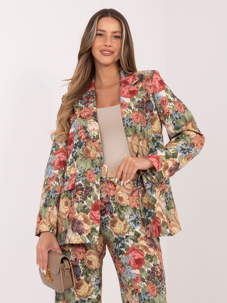 Zielona elegancka marynarka w kwiaty RUE PARIS