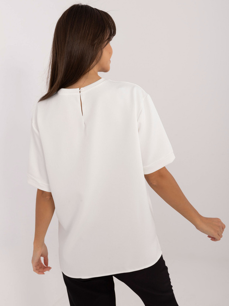 Hurt Ecru-czarna bluzka wizytowa z krótkim rękawem